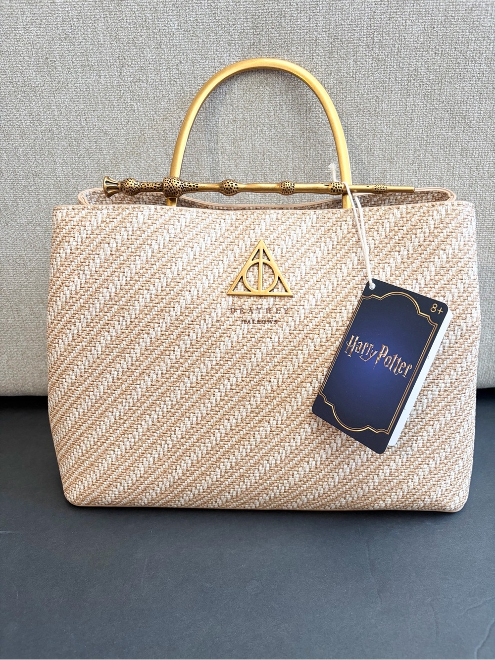 Loungefly Harry Potter Deathly Hallows Elder Wand Beige Rafia Handbag - Picture 5 of 10